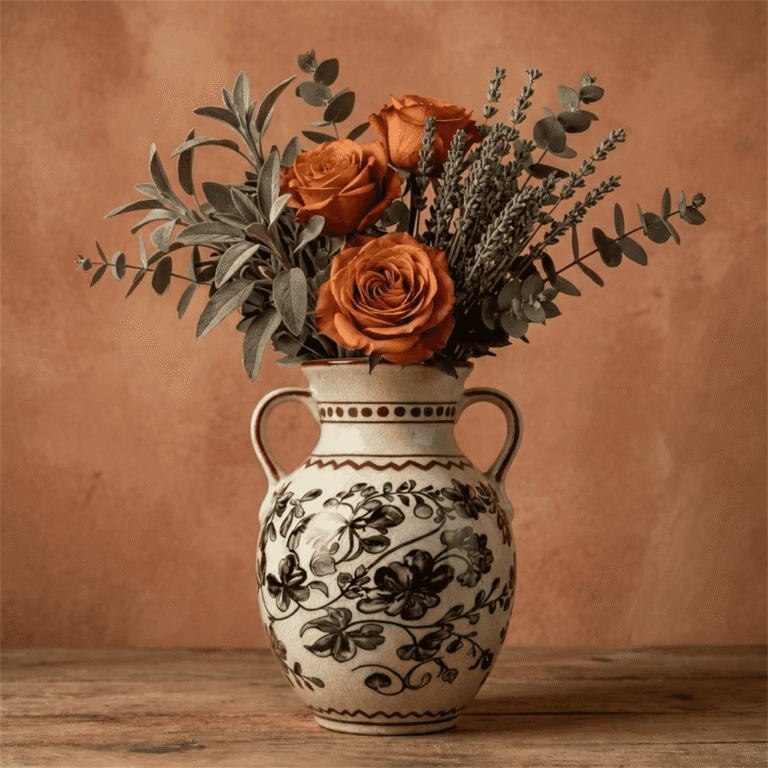 BUYMAX 8.4 inch Ceramic Vintage Vase â gray / Unique Crackle Accent Vase / centerpiece for dining table