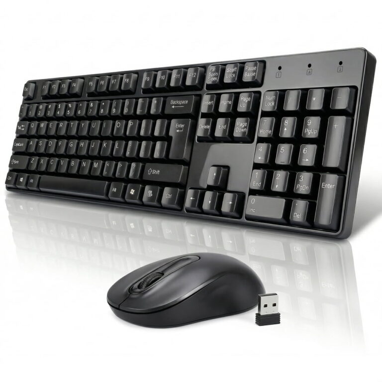 SANPTENT Wireless Keyboard and Mouse Combo â Black / Laptop / PC / Desktop / Mac Os / 2.4GHz Portable for Windows / 104 Full Size Keyboard