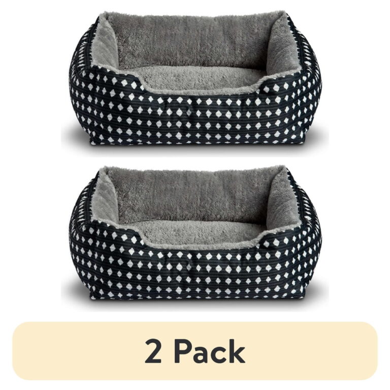 (2 pack) Vibrant Life Small Cuddler Pet Bed â 19" x 15" / Black and White Diamonds