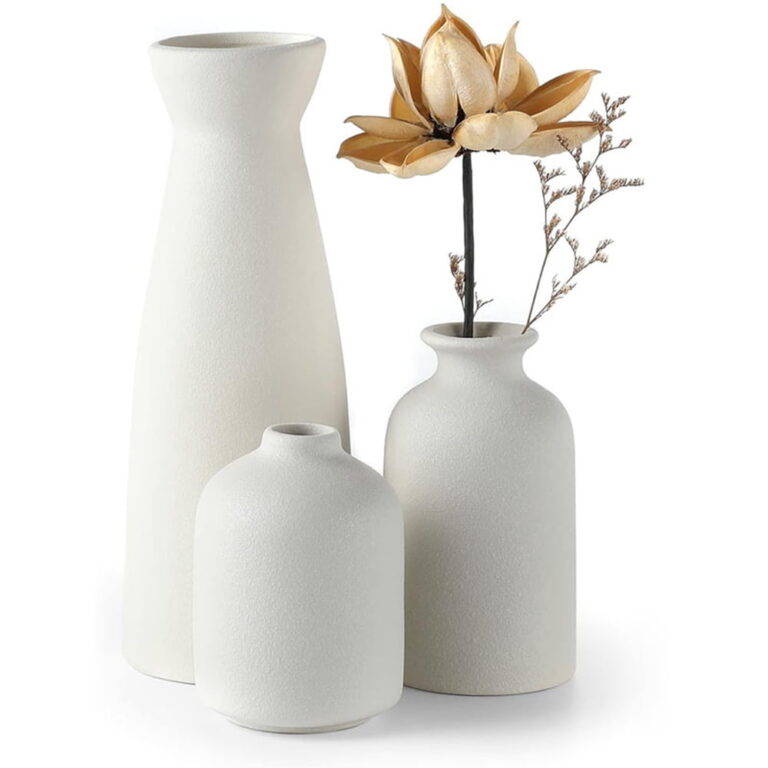 LASIEYO Ceramic Vases for Home Decor â Set of 3 Boho Vases Modern Accent Vase Farmhouse Bud Flower Vase for Table Living Room Decor
